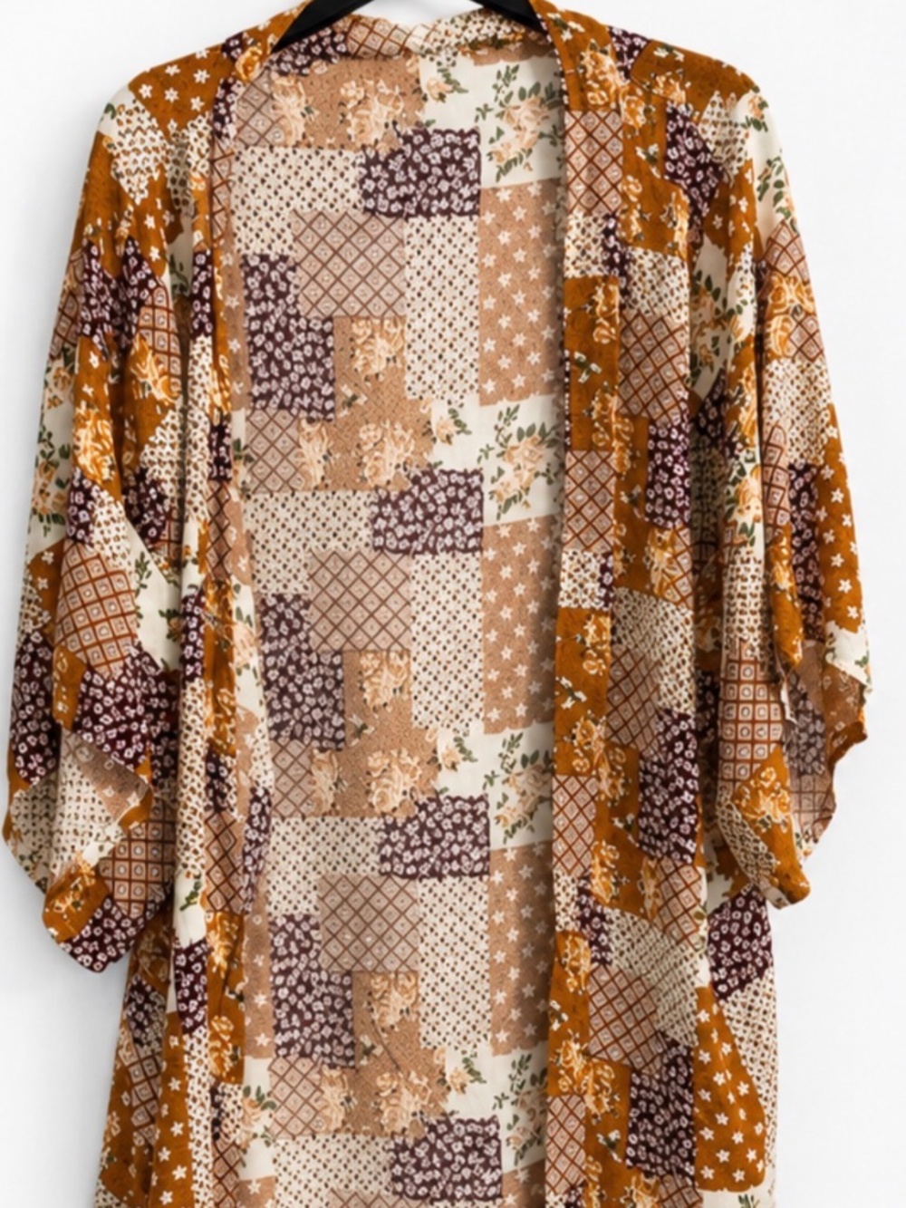 Justintaylor brand orange patchwork printed kimono cardigan - Picture 1 of 5